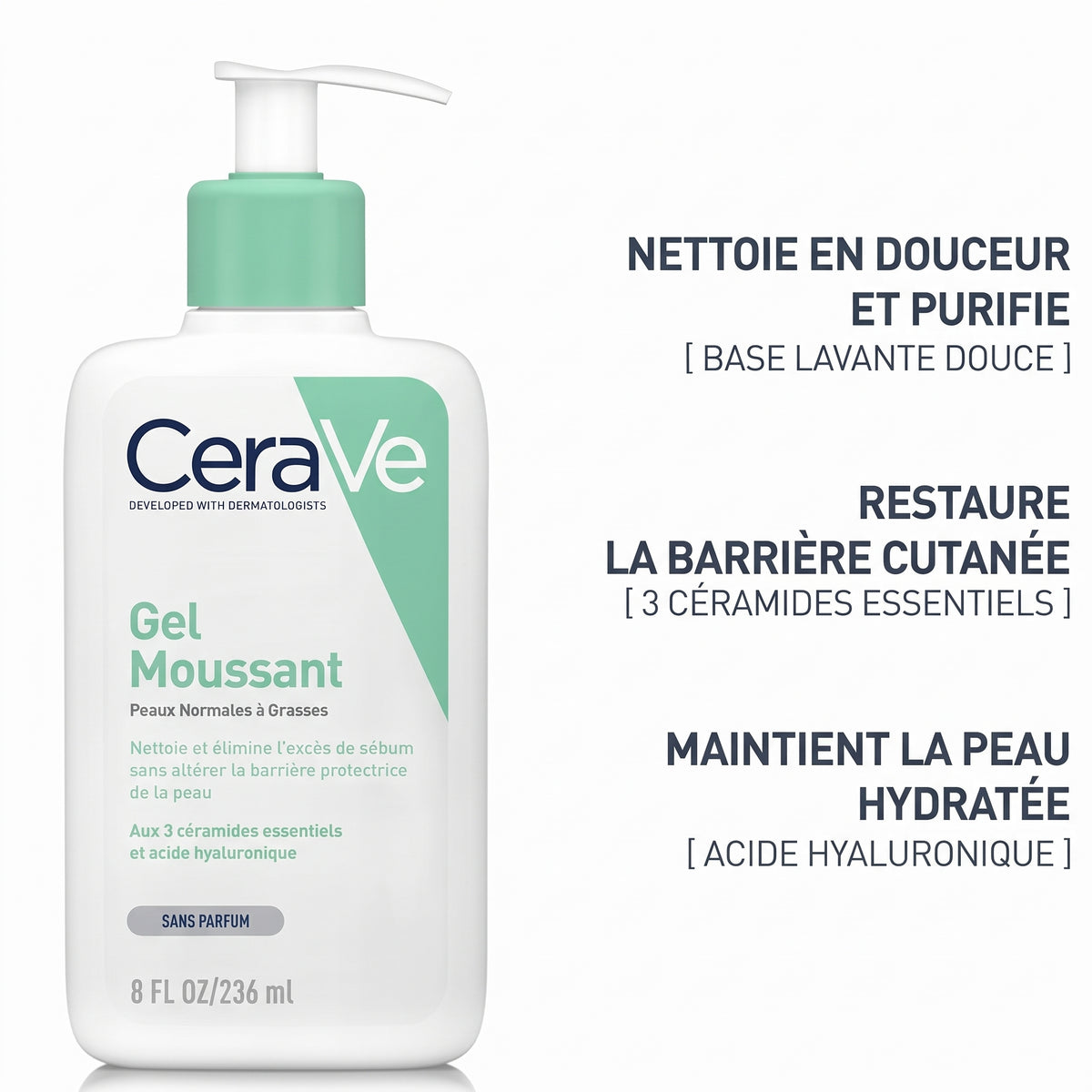 CeraVe Gel Moussant Peaux Normales à Grasses 236 ml