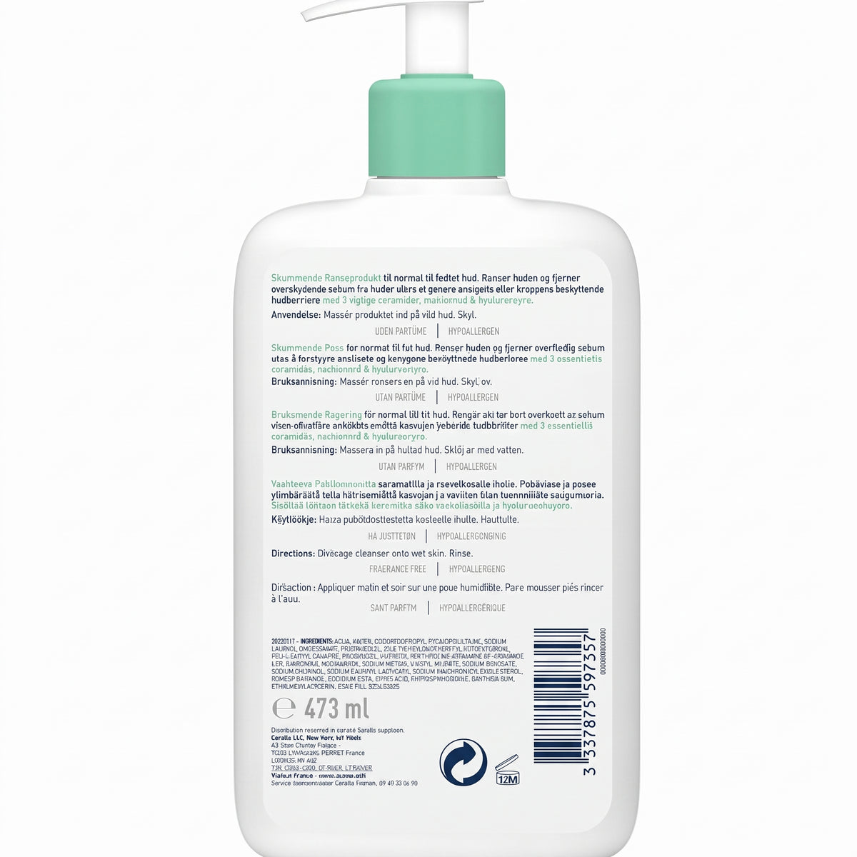 CeraVe Gel Moussant Peaux Normales à Grasses 236 ml